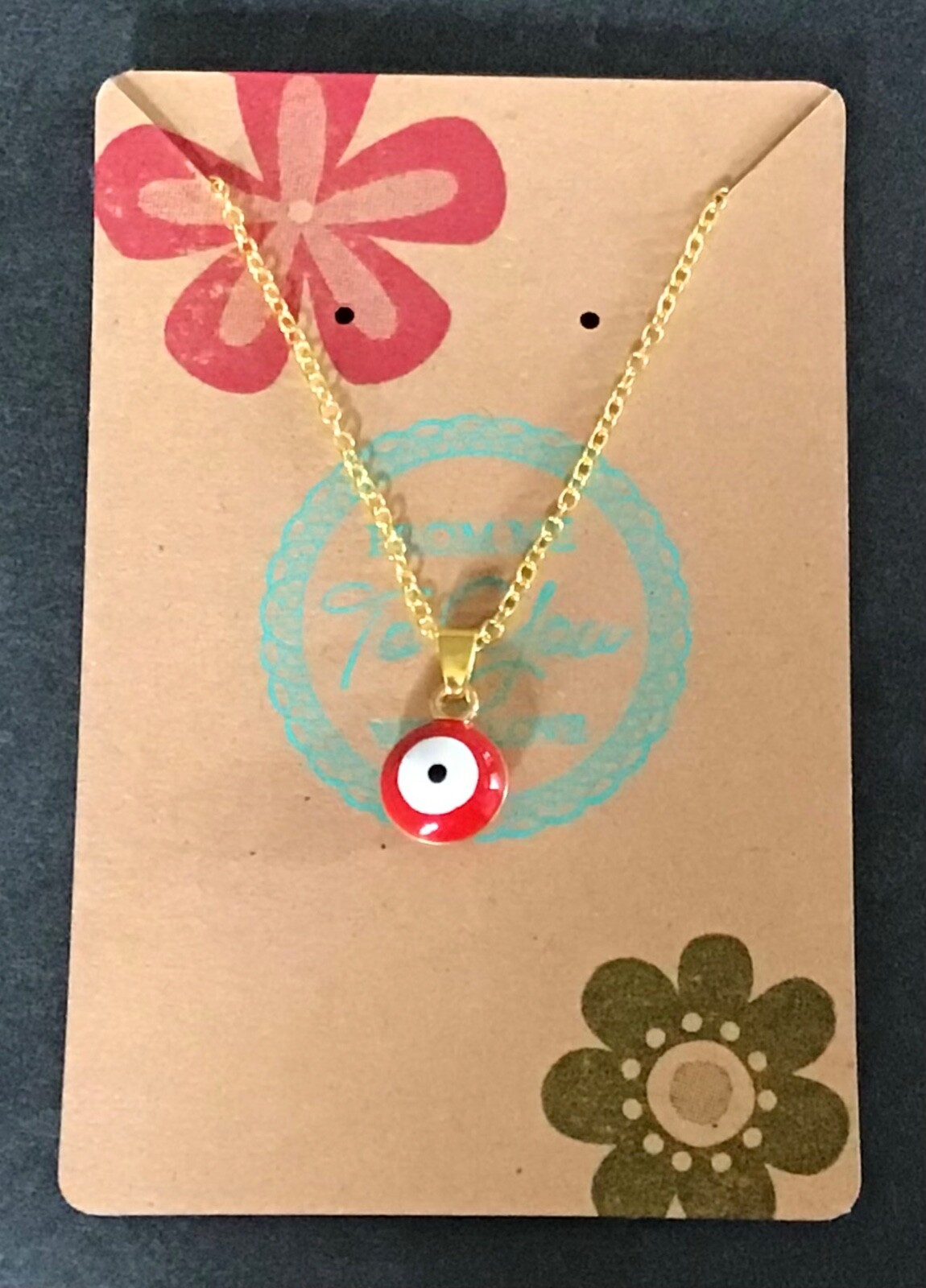 Evil Eye Necklace Gold Plated 18 inch Cable Chain Multiple Colors Perfect Gift