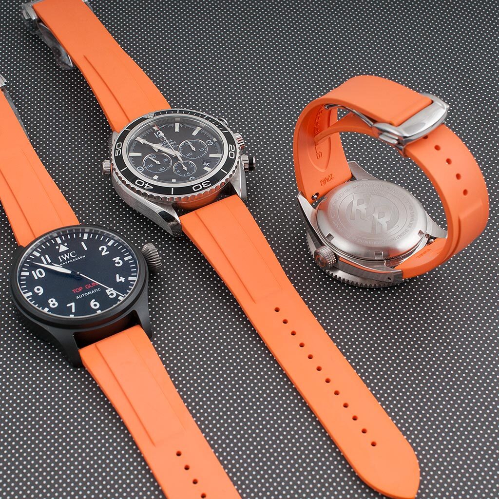 Deployant FKM Rubber Quick Release Watch Straps fits Omega Tag Heuer deployment