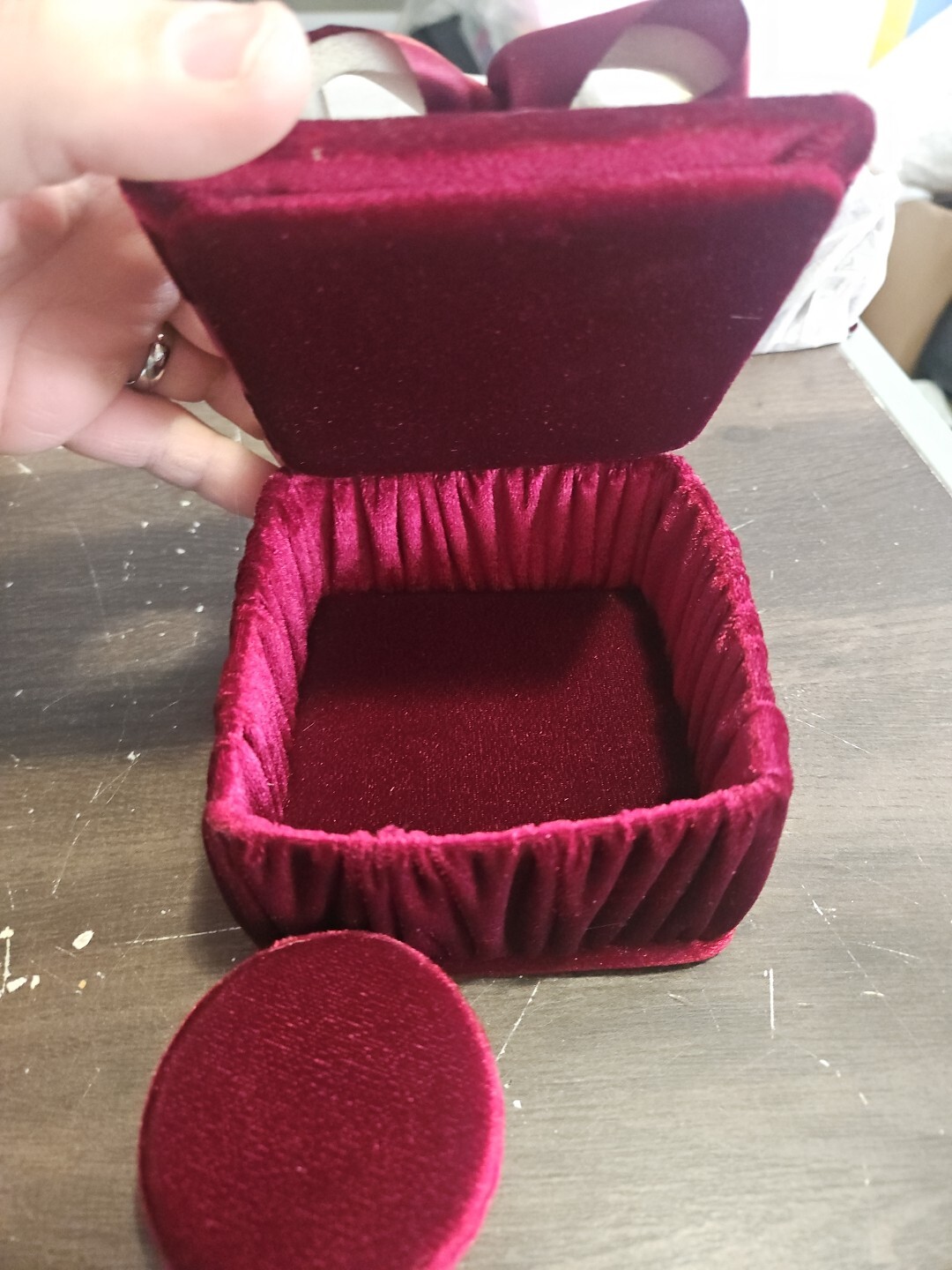 Red Maroon Velvet Square Jewelry Box With Bow Big Box Gift Box Soft