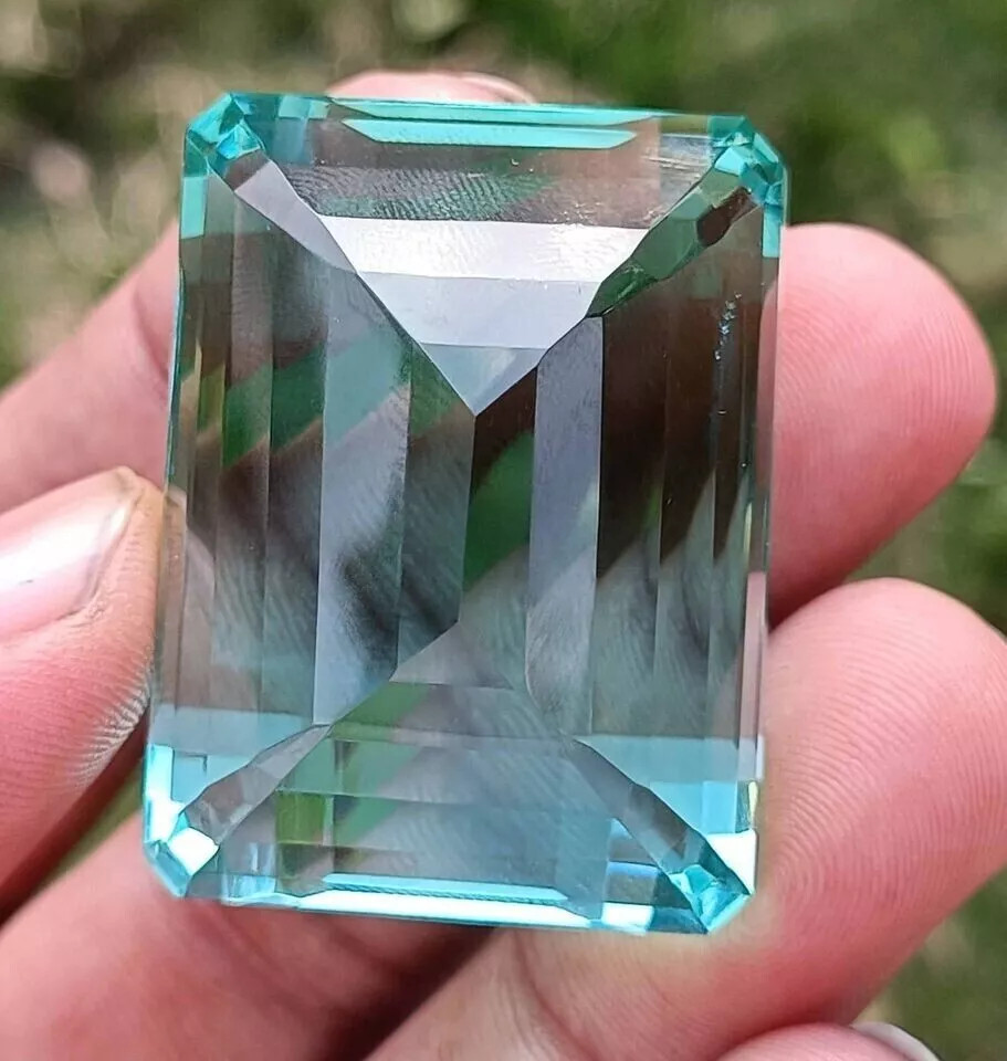 Certified Natural Brazilian 201 Ct Sky Blue Emerald Cut Topaz Loose Gemstone