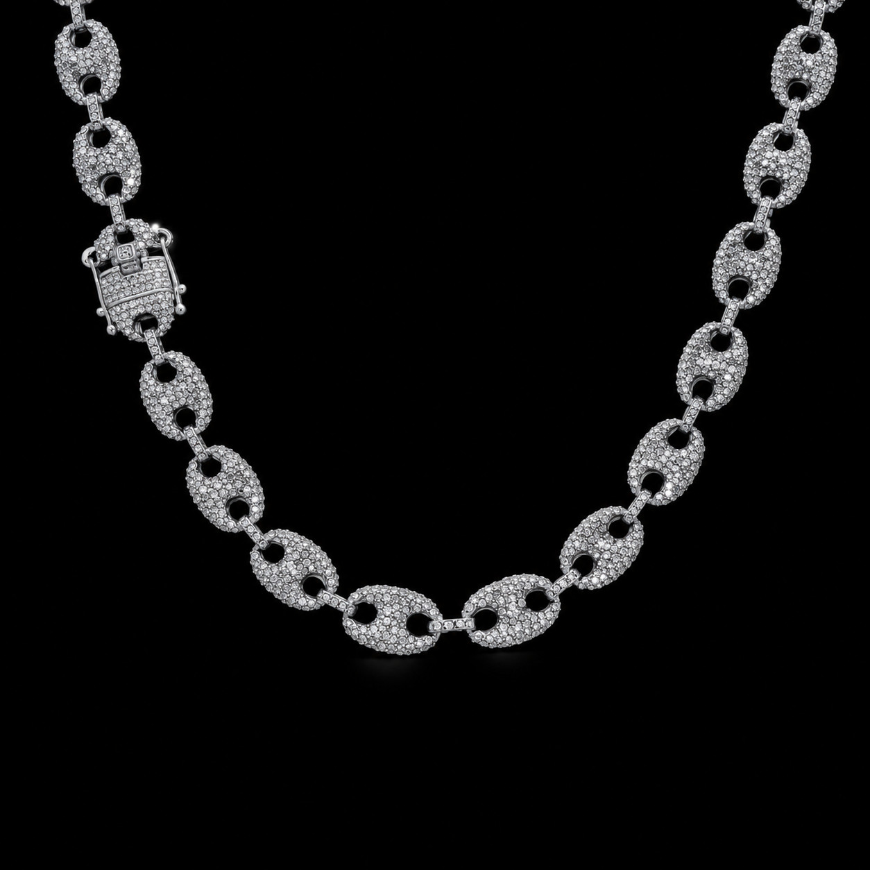 Mens Silver Plated 13mm / 20″ Iced Gucci Link Chain Necklace Hip Hop CSN313S