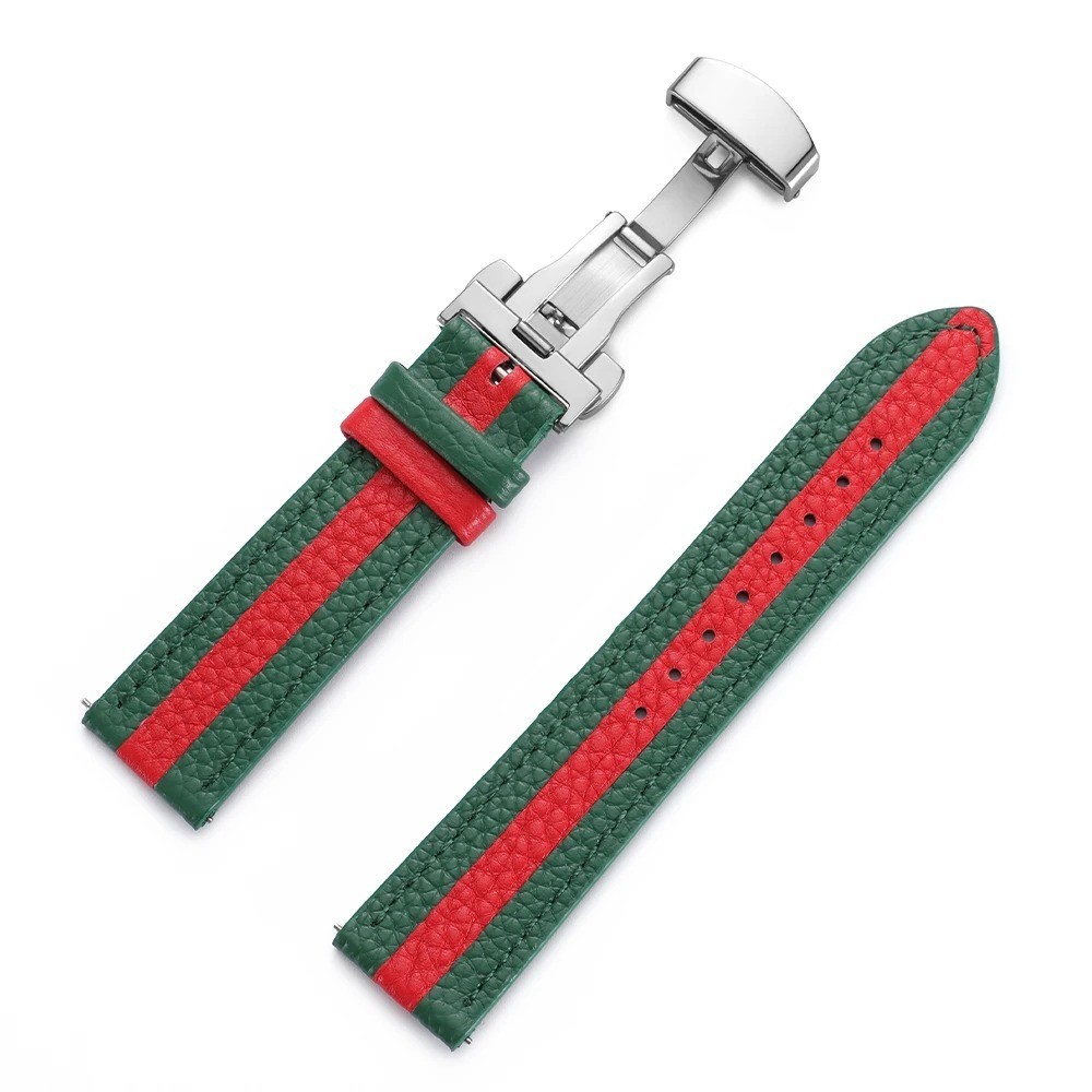 22mm 20mm Genuine Calfskin Leather Watchband for Omega Seiko Butterfly Buckle