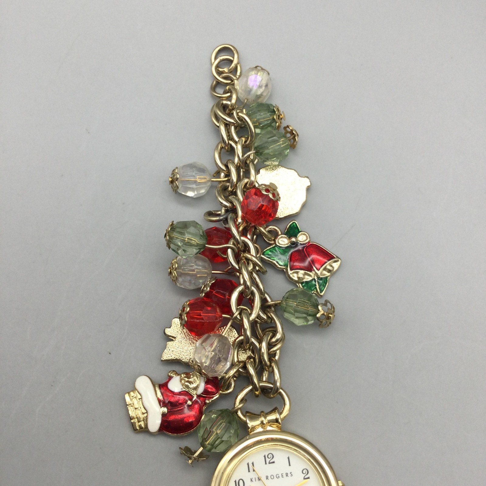 Kim Rogers Womens Watch 24mm Gold Tone Christmas Bracelet New Battery 7.25″