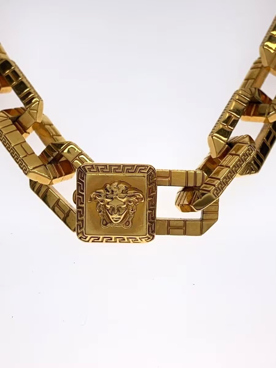 Versace Medusa Head Gold Tone Link Chain Necklace Men 18in / 46cm w/ Box