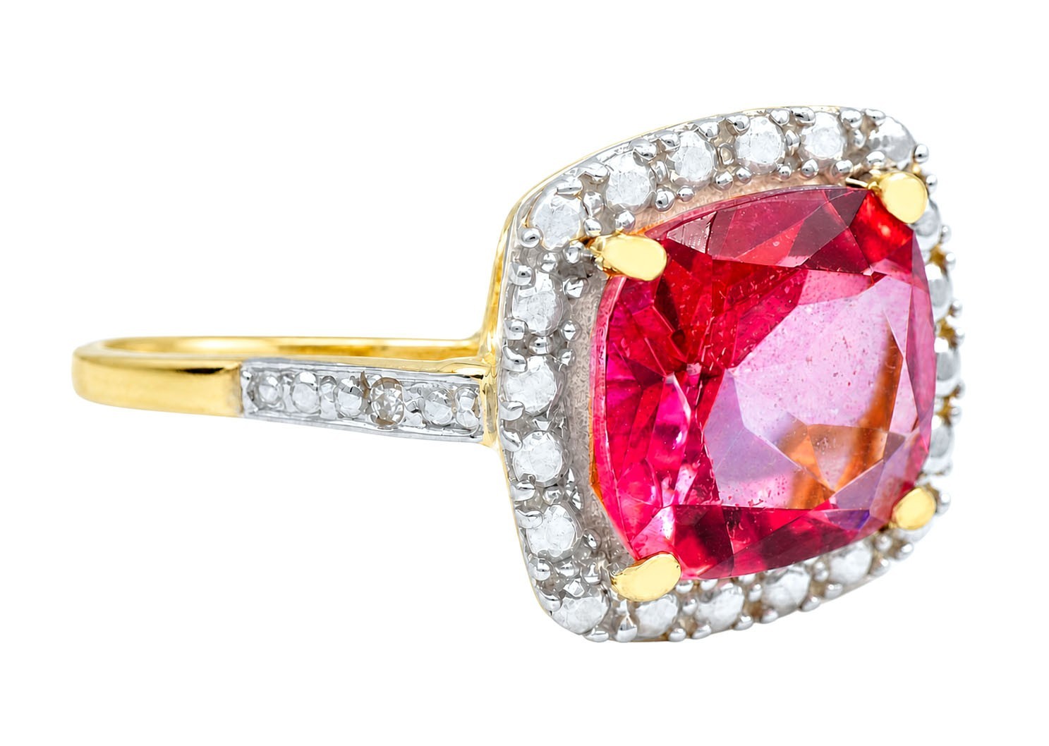 GENUINE 3.85 Cts PINK SAPPHIRE & DIAMONDS RING 10K GOLD – Free Appraisal