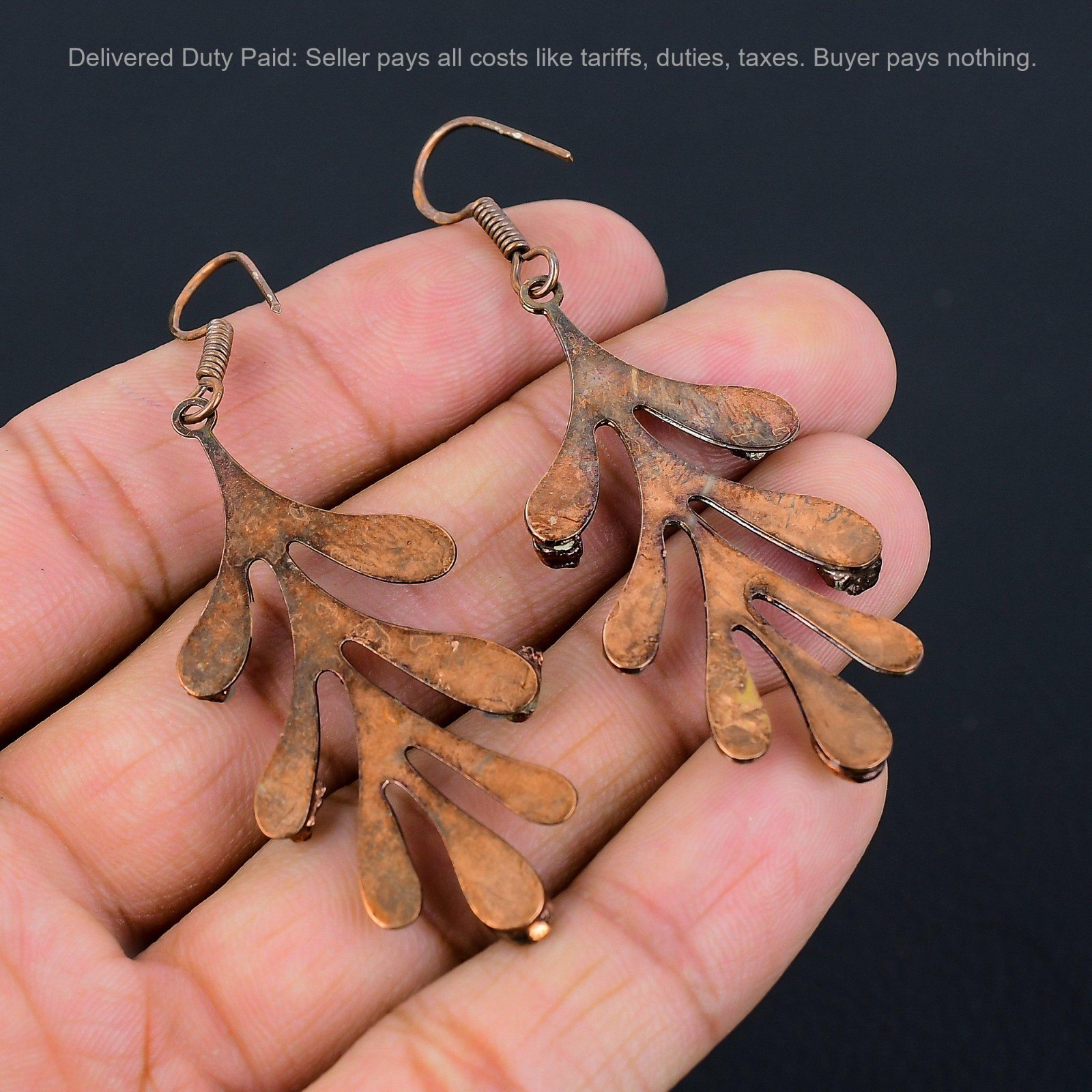 Copper Natural Neon Apatite Dangle Drop Trendy Electroformed Artisan Earrings