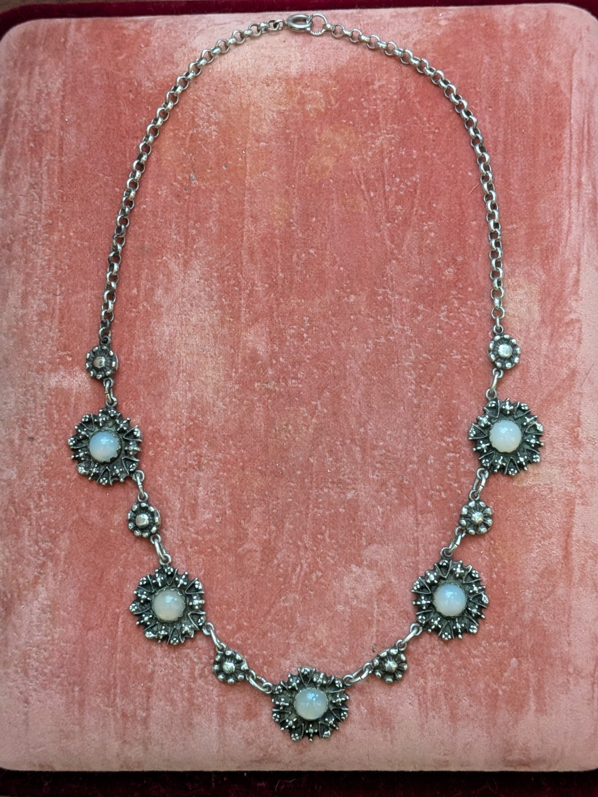 Vintage Modernist Dutch Silver Chalcedony Necklace from The Netherlands