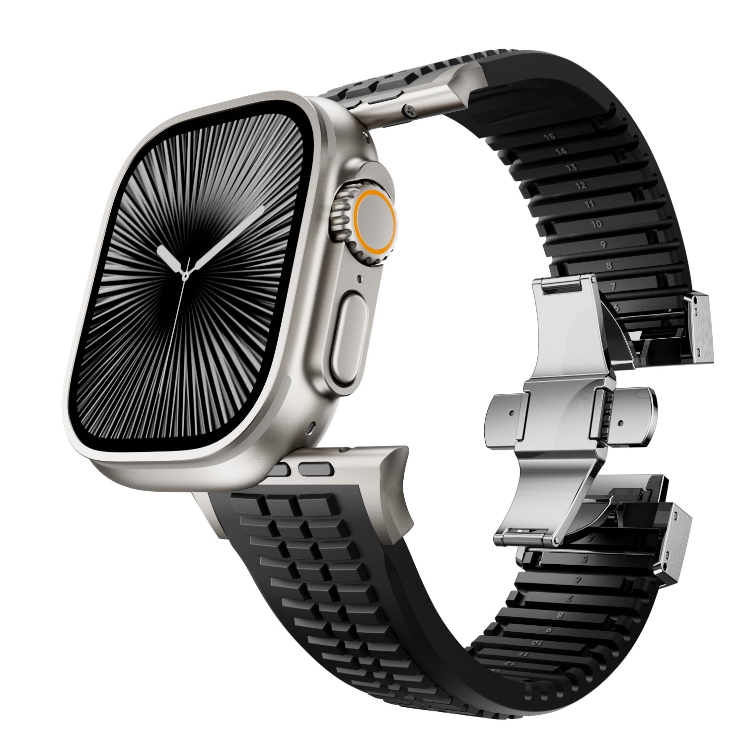 For Apple Watch 42/44/45/46/49mm Silicone Sports Adjustanle Strap Brascelet Band