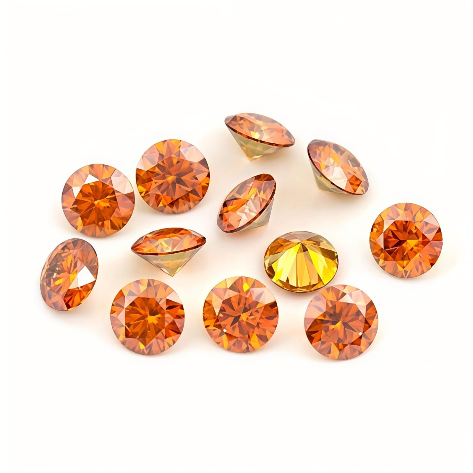 10 Pcs Round Cut Facncy Orange Color VVS1 Diamond Premium Quality gemstone 3mm