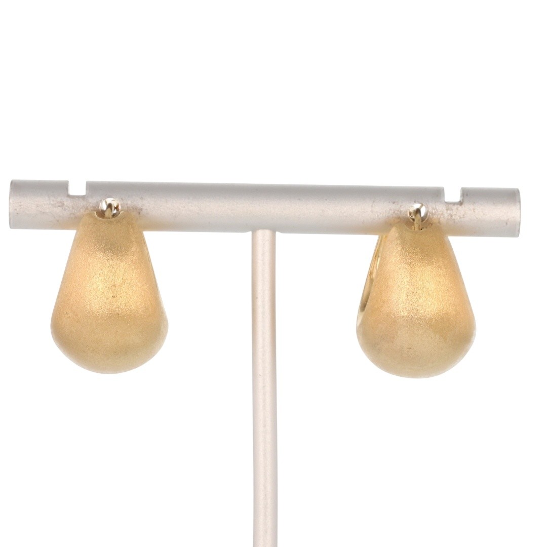 20.1mm Tapered Textured Huggie Hoop Pair Earrings 14k Yellow Gold 4.67 Grams