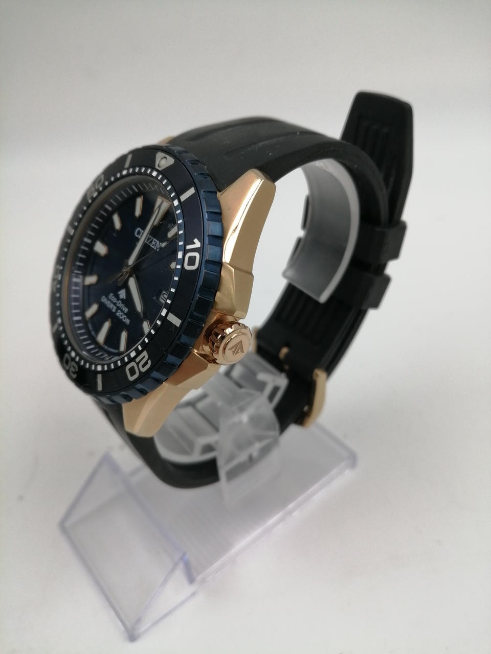Citizen Eco-Drive Diver Crystal E168-003FR08 Solar Water Resistant Blue Gold Wat