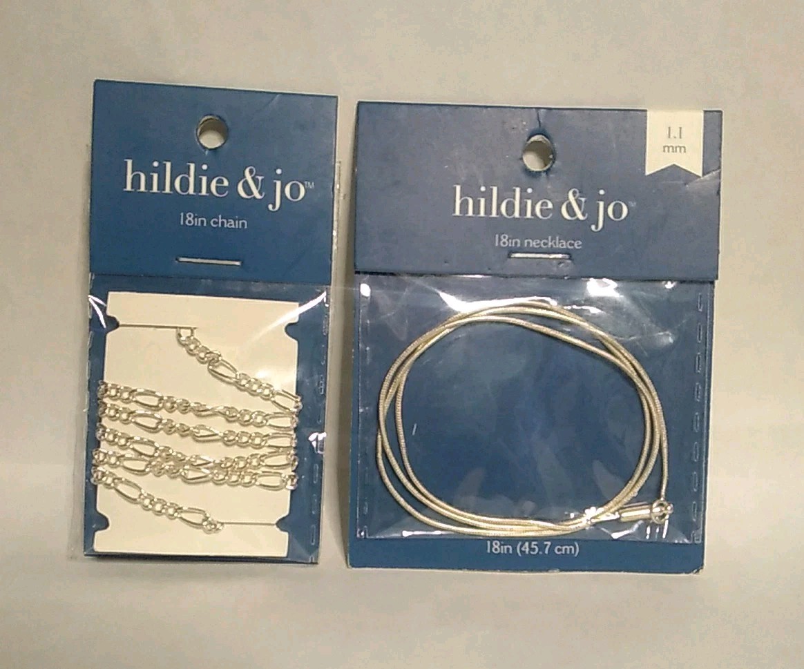 2X Hildie & Jo ~ 18″ Chain & 18″ Necklace Both SilverTone & New In Package!