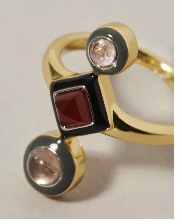 100% Authentic Alexis Bittar Triple Carnelian & Amethyst, Enamel GP Ring $225