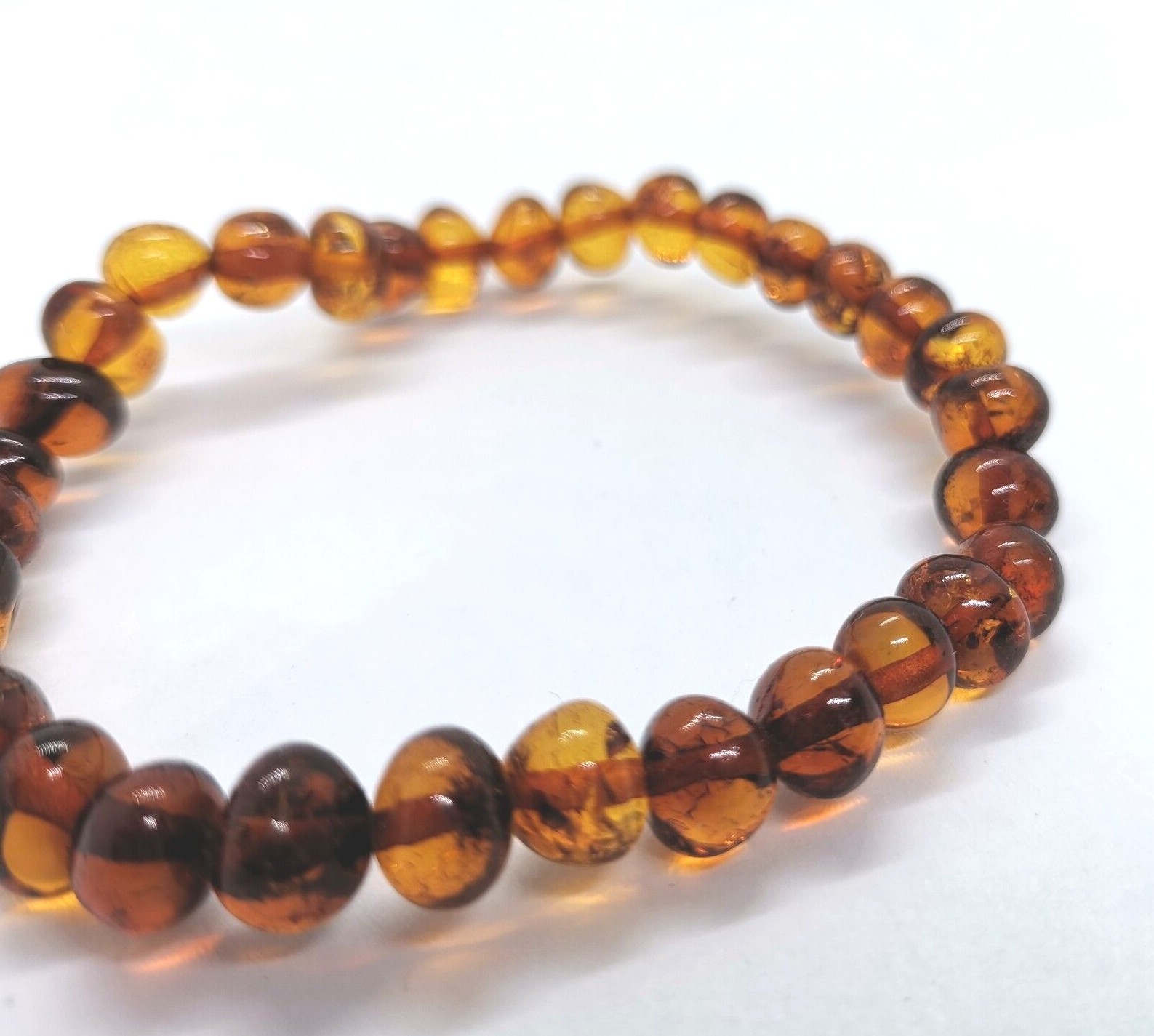 Cognac Amber Baroque Beads Bracelet Natural Baltic Stones Custom Length