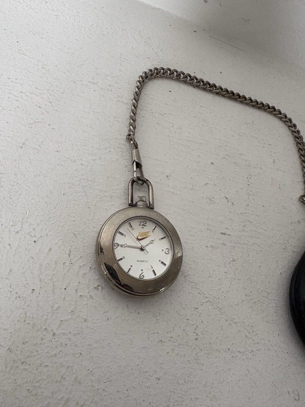 Nike Air Quartz Pocket Watch Model 1238 Made In USA Stainless Steel With Pouch