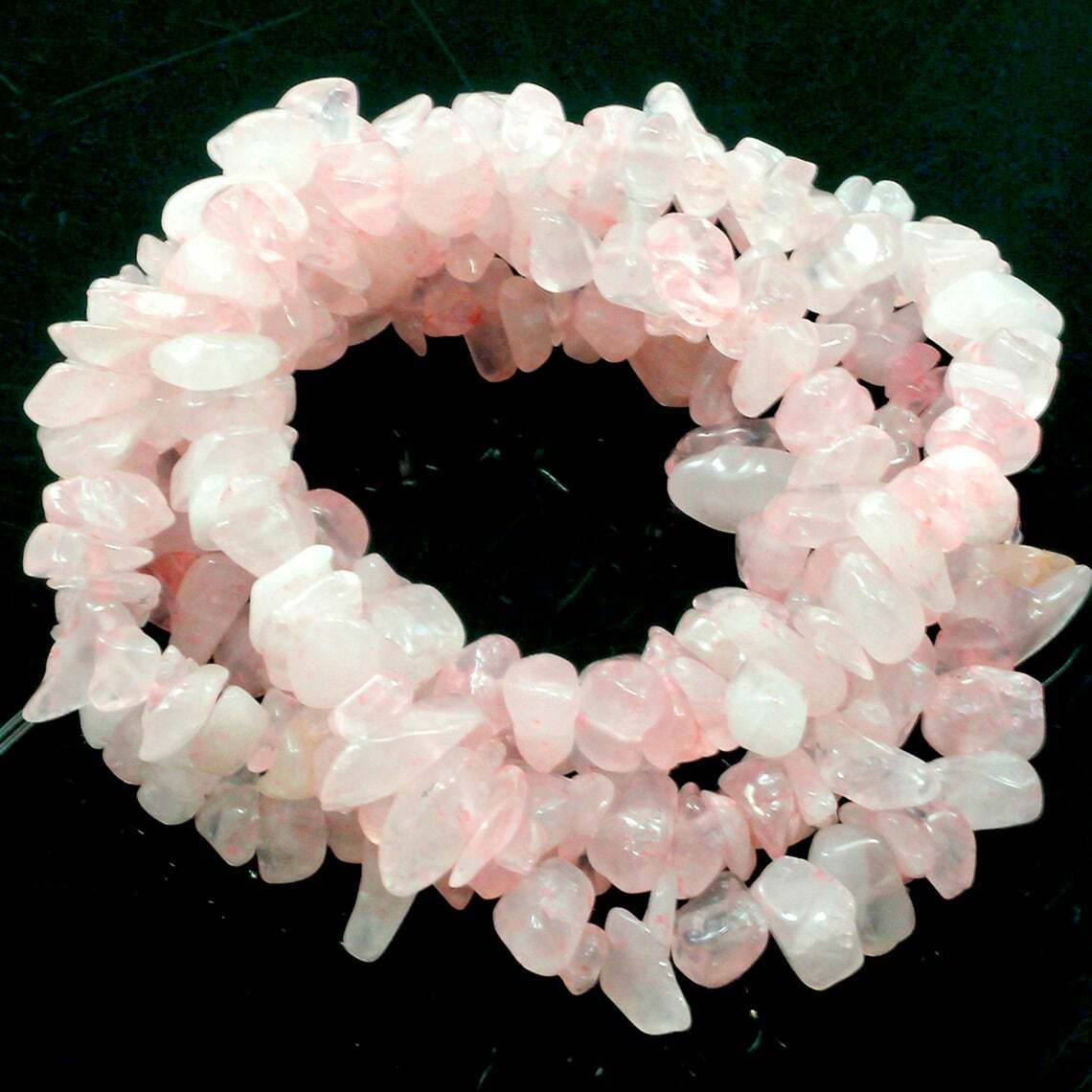 Gemstone Rose Quartz Chips Beads Assorted Stones 32″ Strand Freeform Small Chips
