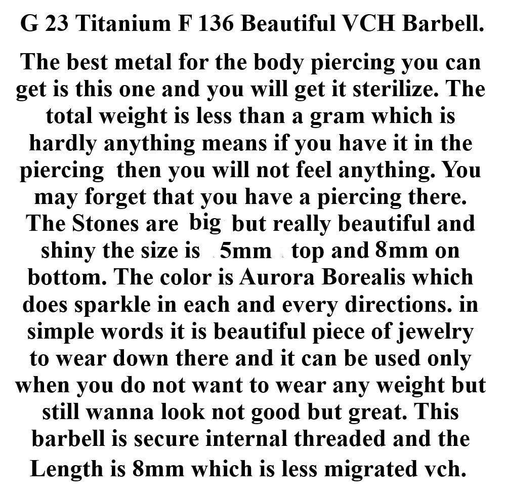 STERILIZE WEIGHTLESS Titanium Most Beautiful Bezel AB Swarovski TINY VCH Barbell