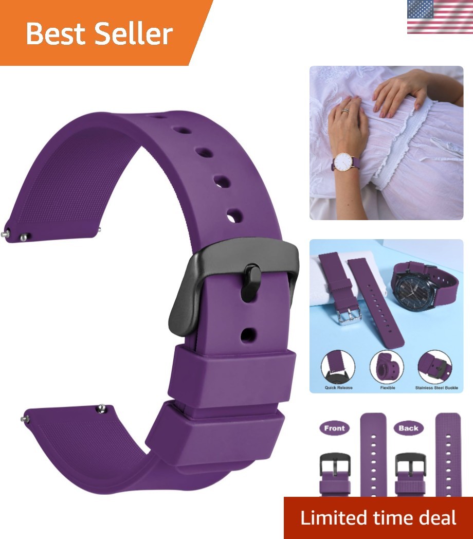 Stylish 22mm Silicone Watch Band with Black Steel Buckle – Waterproof & Easy Fit