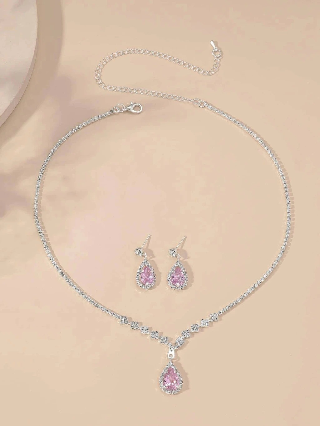 Crystal Pink Jewel Set (Pack of 1) wedding jewelry set lab created stone