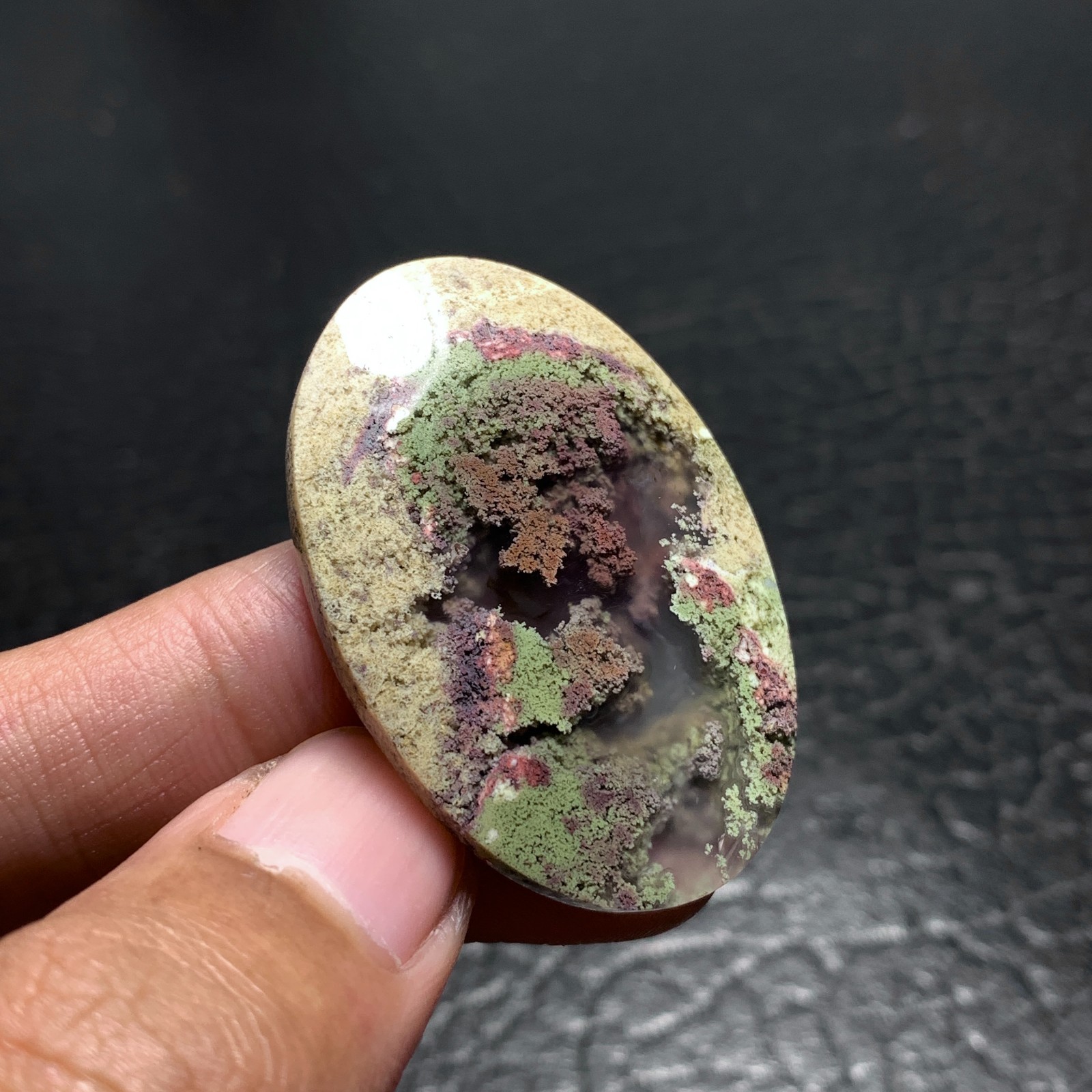 Scenic Moss Agate Cabochon 40x27x6mm High Quality 48 ct
