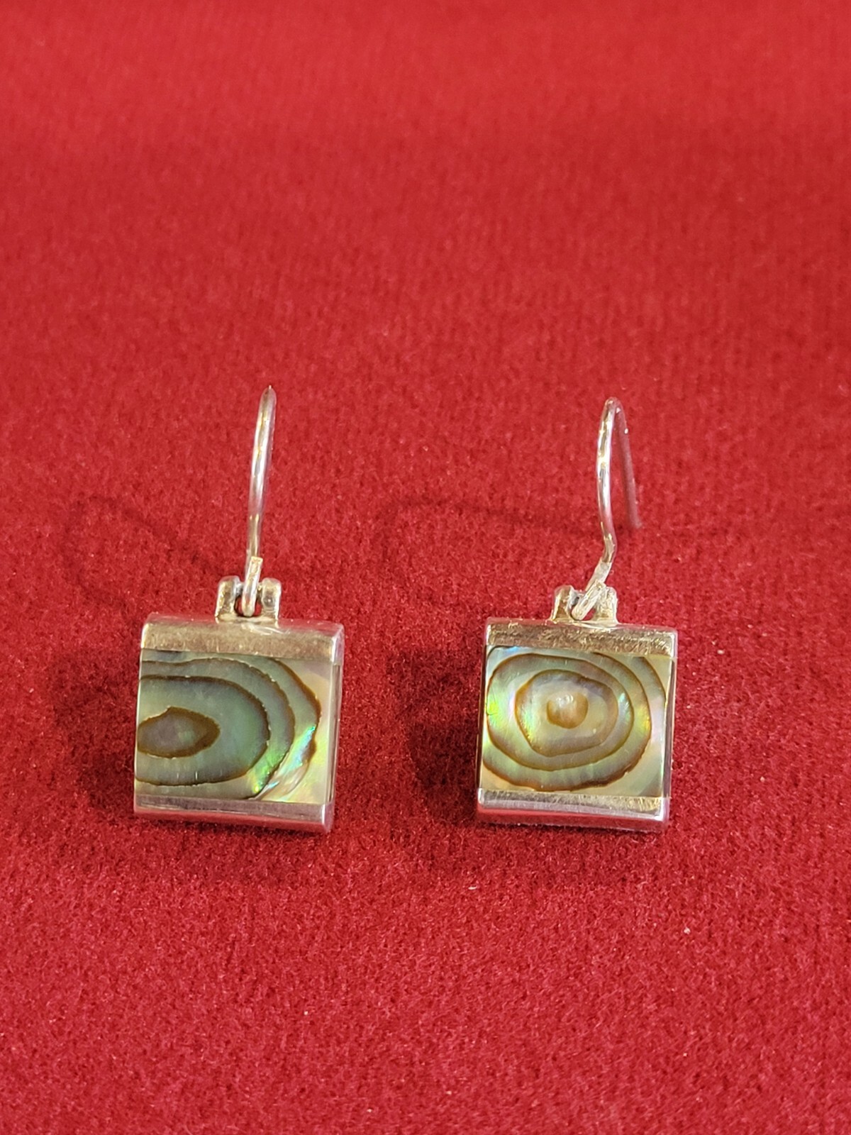 Abalone 925 Sterling Silver Square Earrings with Square Corners 13mm X 12 mm🔥🔥