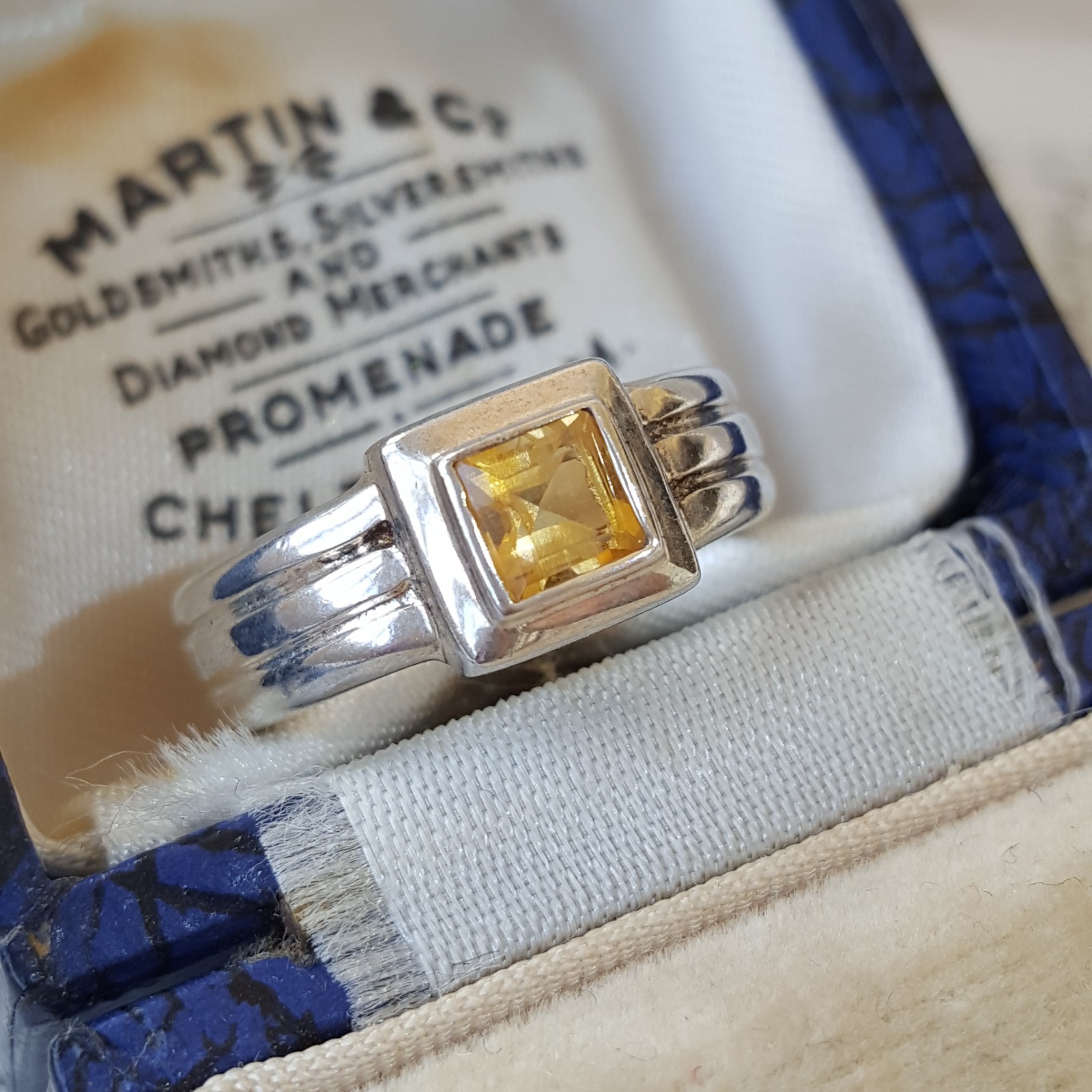 Vintage 925 Sterling Silver Ring, Genuine Citrine Gemstone, Size i.5 US 4.5
