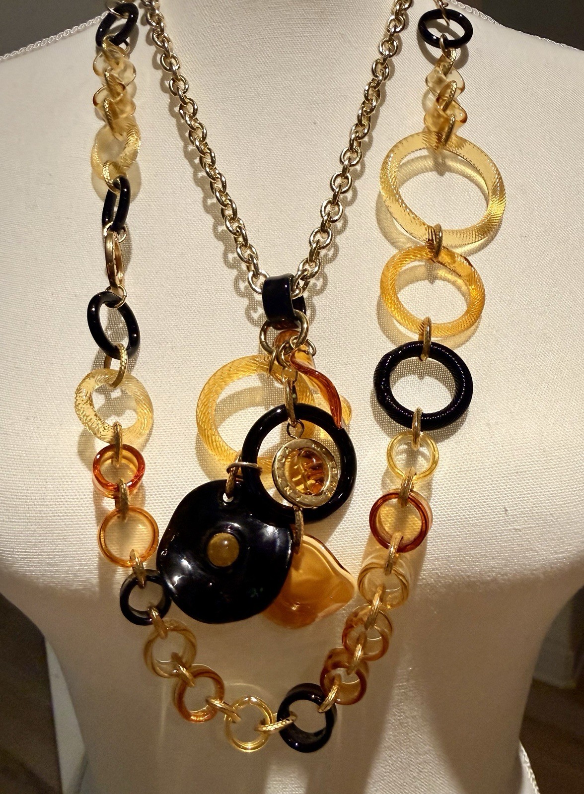 Pair Of Antica Murrina Venezia “Shiva” Italy Glass ESTATE necklaces 24k GP .925