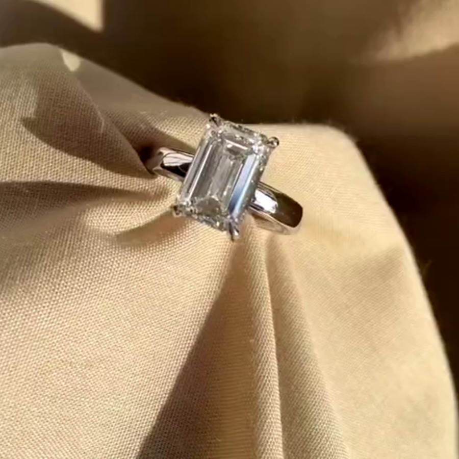 3.30CT Emerald VVS1 Moissanite Wide Band Engagement Ring 14K Yellow Gold Plated