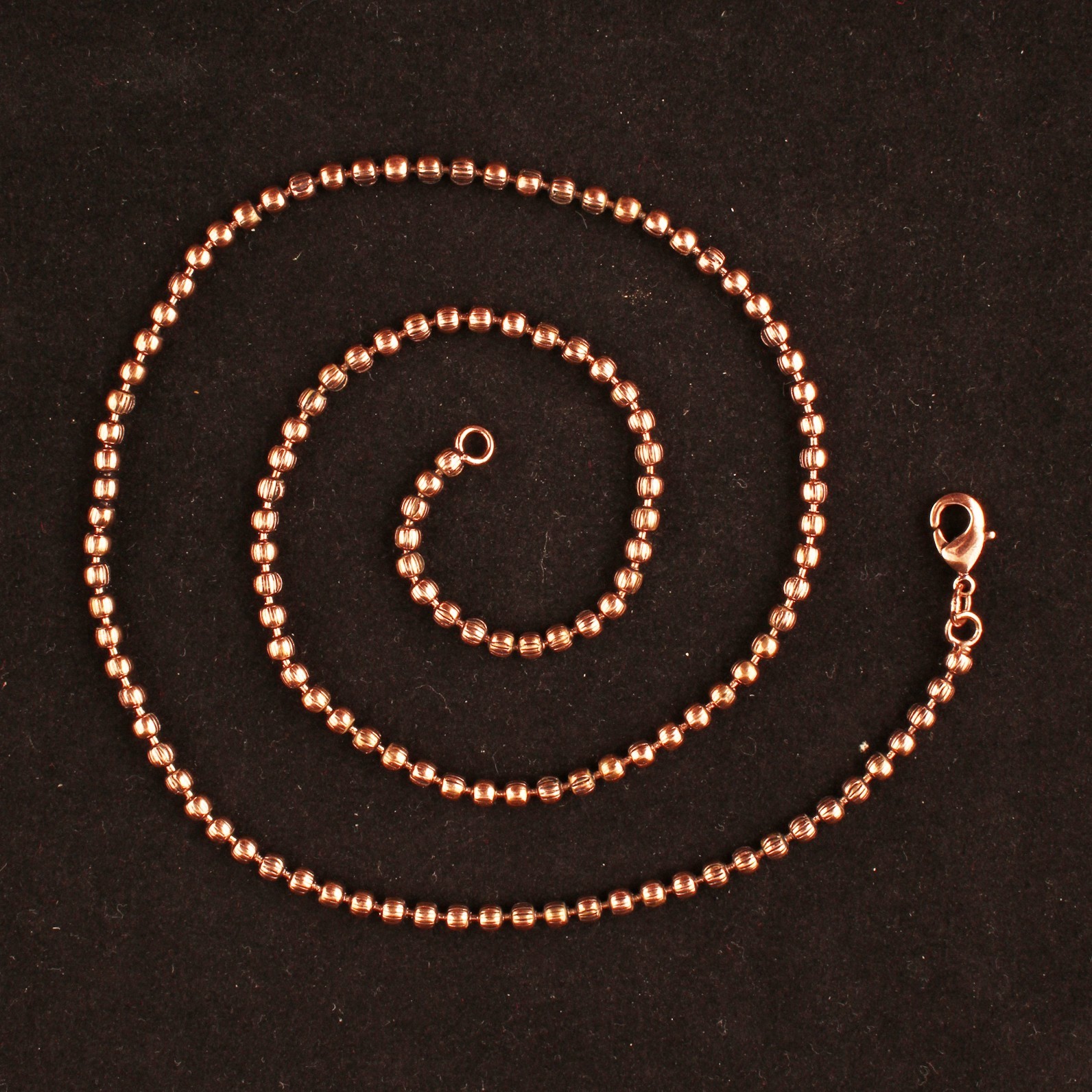 Pure Copper Beaded Chain Necklace for Women & Men, Handmade Round Bead Chain