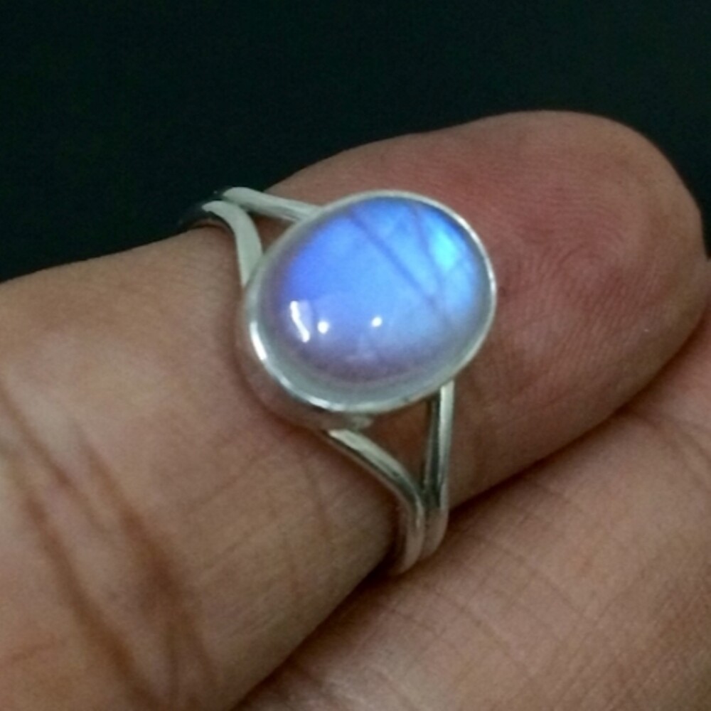 Natural Moonstone Gemstone 925 Sterling Silver Wedding Ring Gift For Her C-288