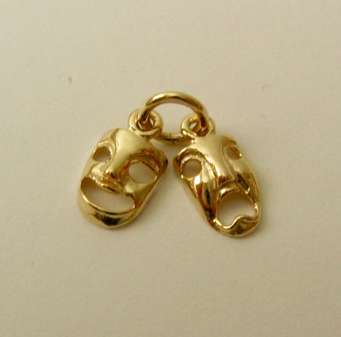 SOLID 9K 9ct Yellow Gold Comedy and Tragedy Theatrical Masks Charm Pendant