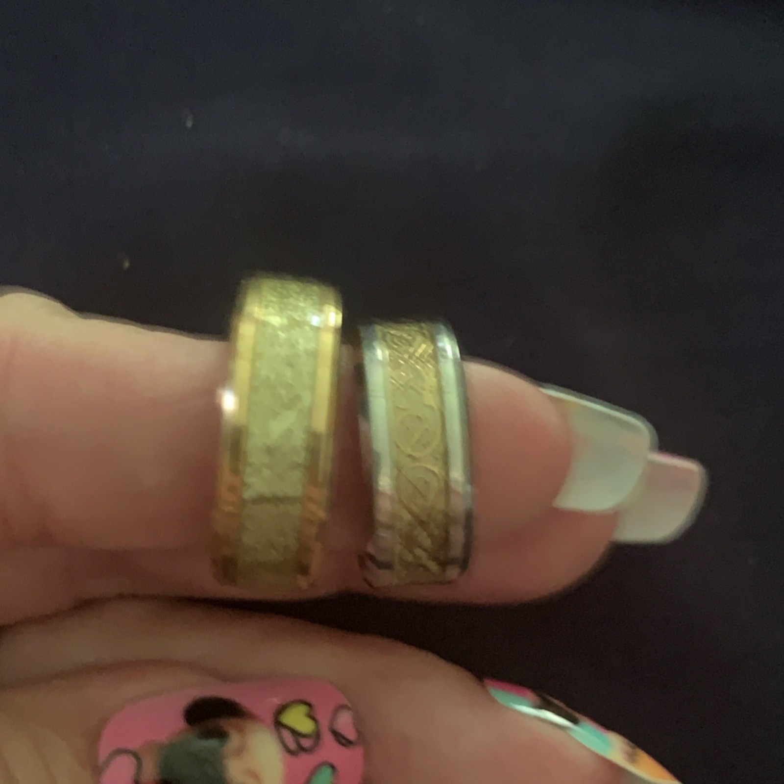 Lot of 2 Titanium Band Rings Two-Tone Gold & Silver Color Size 9 No Stone