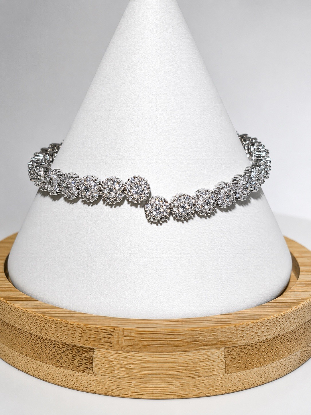 15TCW Round Cut Moissanite Flower Bracelet 14K White Gold Plated 925 Silver