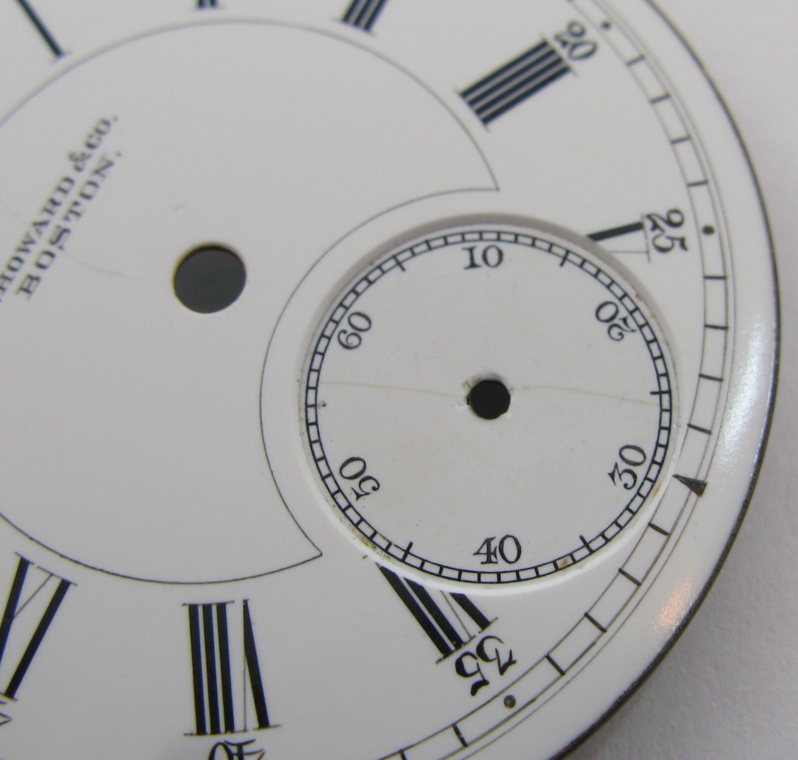 Pocket Watch Howard Boston 18s porcelain Fine DIAL diameter 45.4 mm for parts