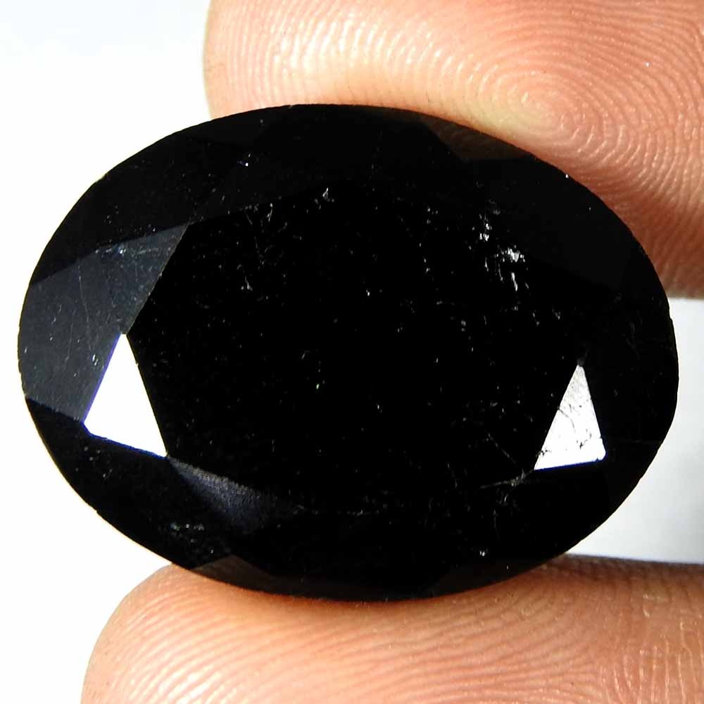 29.60 Ct Natural Black Tourmaline Oval Checker Cut Cabochon 23x17x7 Gemstone