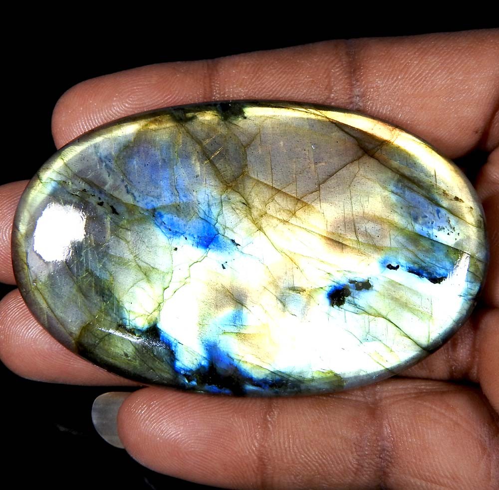 153.65Cts100%Natural Blue Power Labradorite Oval Cabochon Loose Gemstone