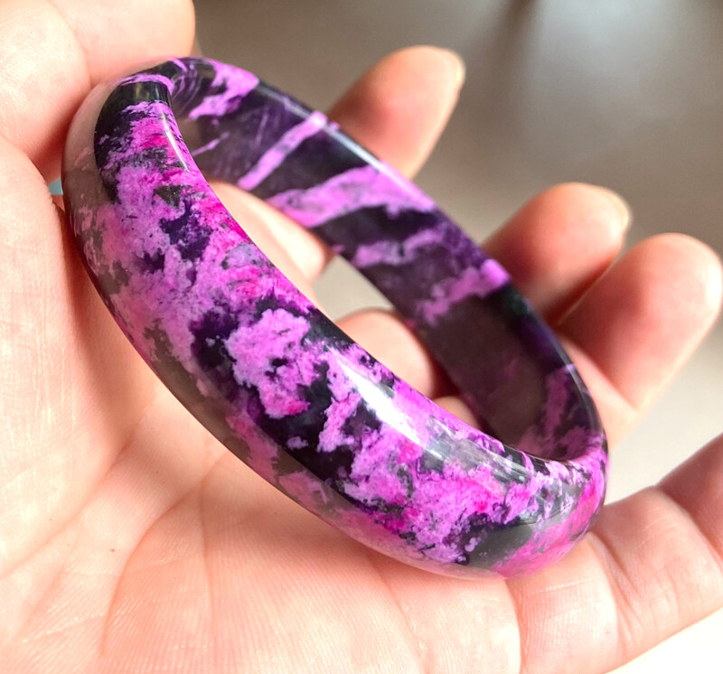 69 mm Huge Natural Hand-Carved Beautiful Peach Blossom Jade Bangle Bracelet