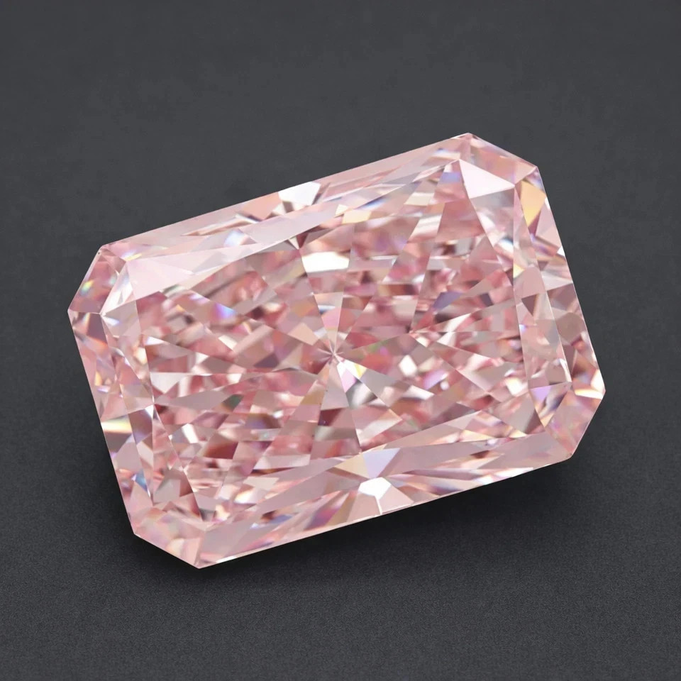 5 CT Radiant Cut Fancy pink VVS1 Lab Grown Moissanite Diamond Gemstone 9x12MM