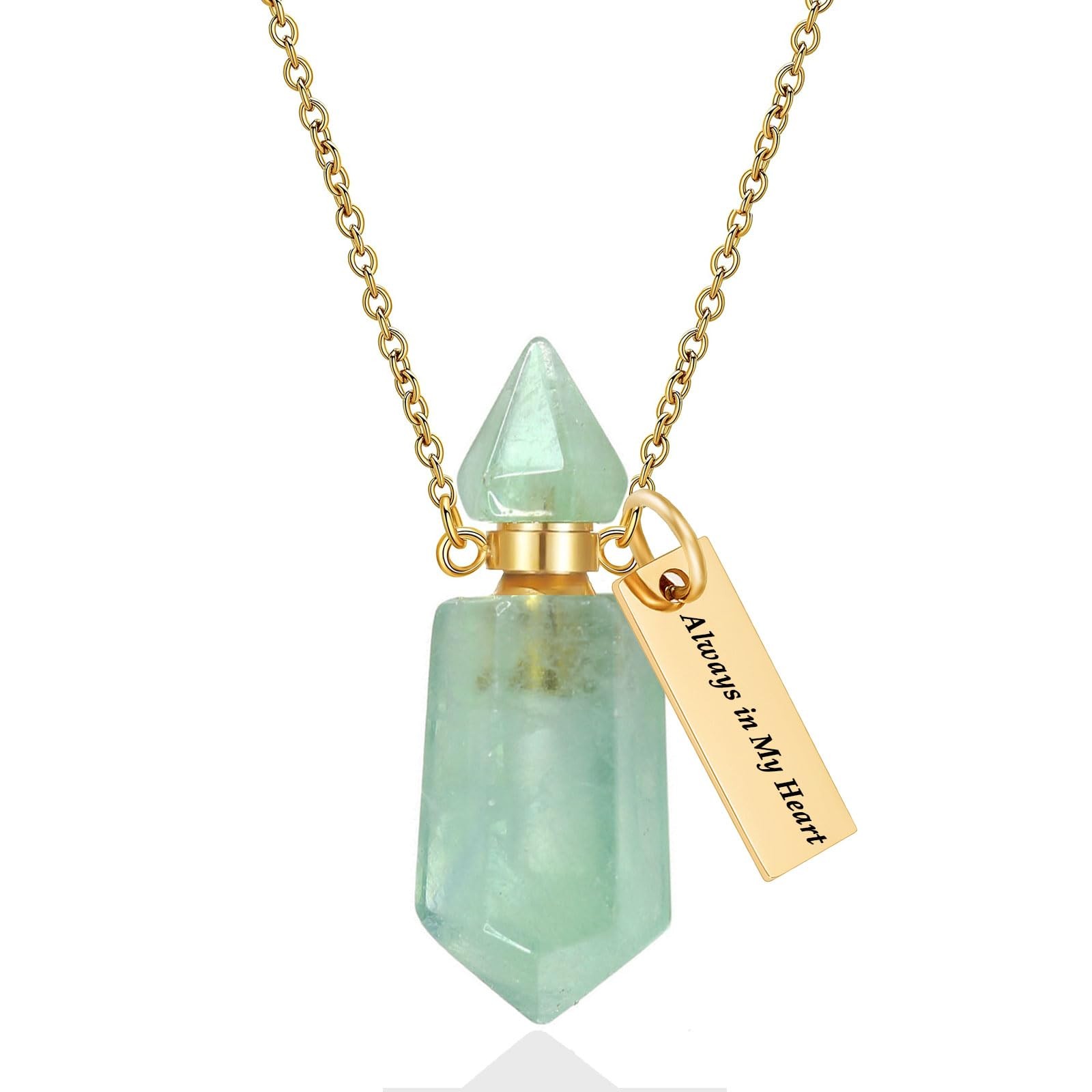 Cremation Gold Urn Necklaces for Ashes for Women Men Natural Crystal Gemstone…
