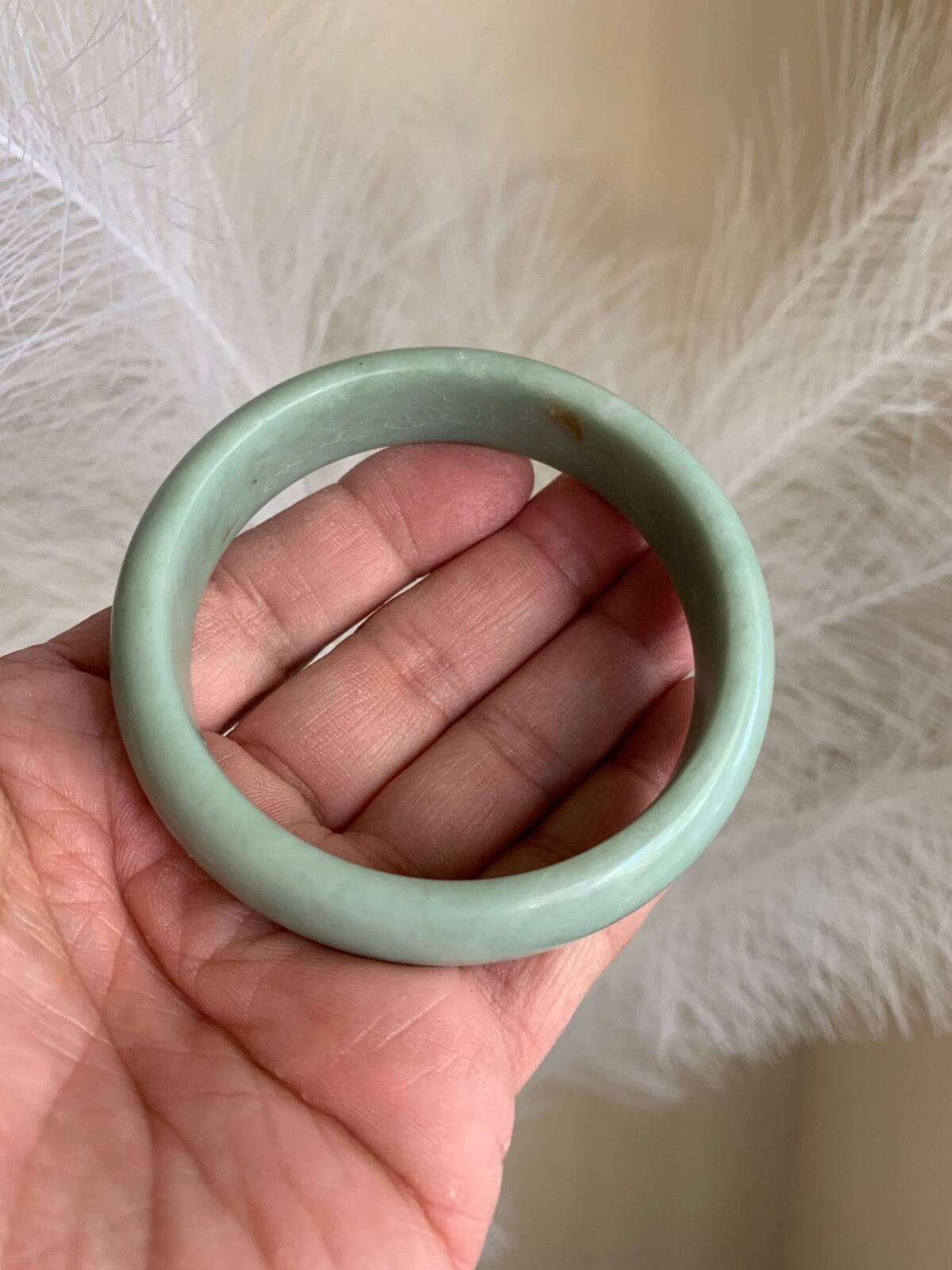 Beautiful Light Green Real Jade Bangle Bracelet Good Fortune Luck Wealth 59 60mm