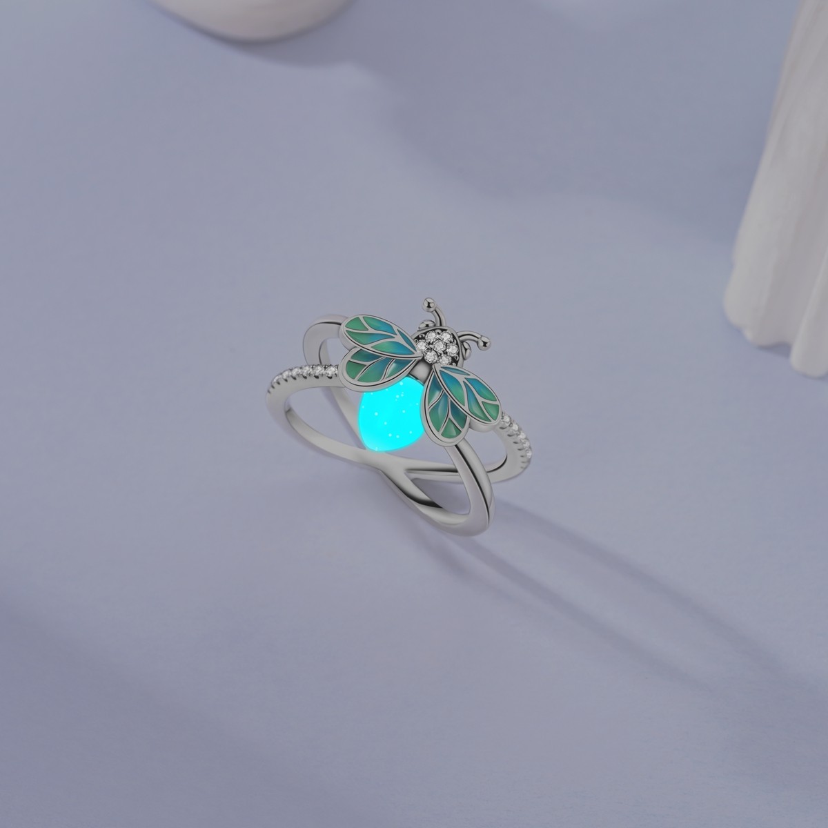 LAZA 925 Sterling Silver Finger Ring Summer Night Luminous Firefly Women Jewelry