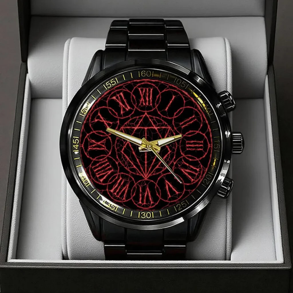 In Flames Black Stainless Steel Watch –4355