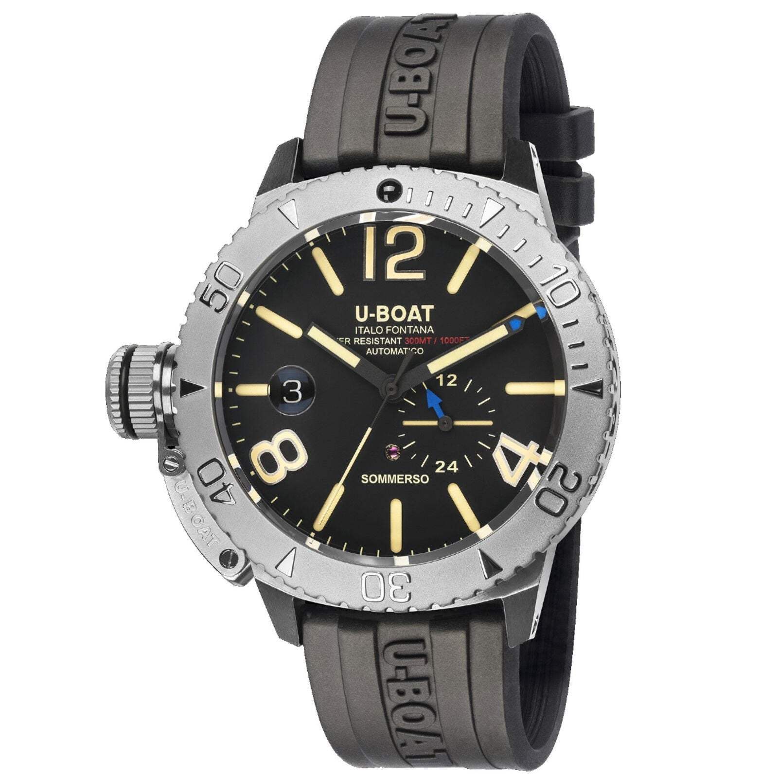 U-Boat 9007/A Sommerso Black Rubber Strap Watch