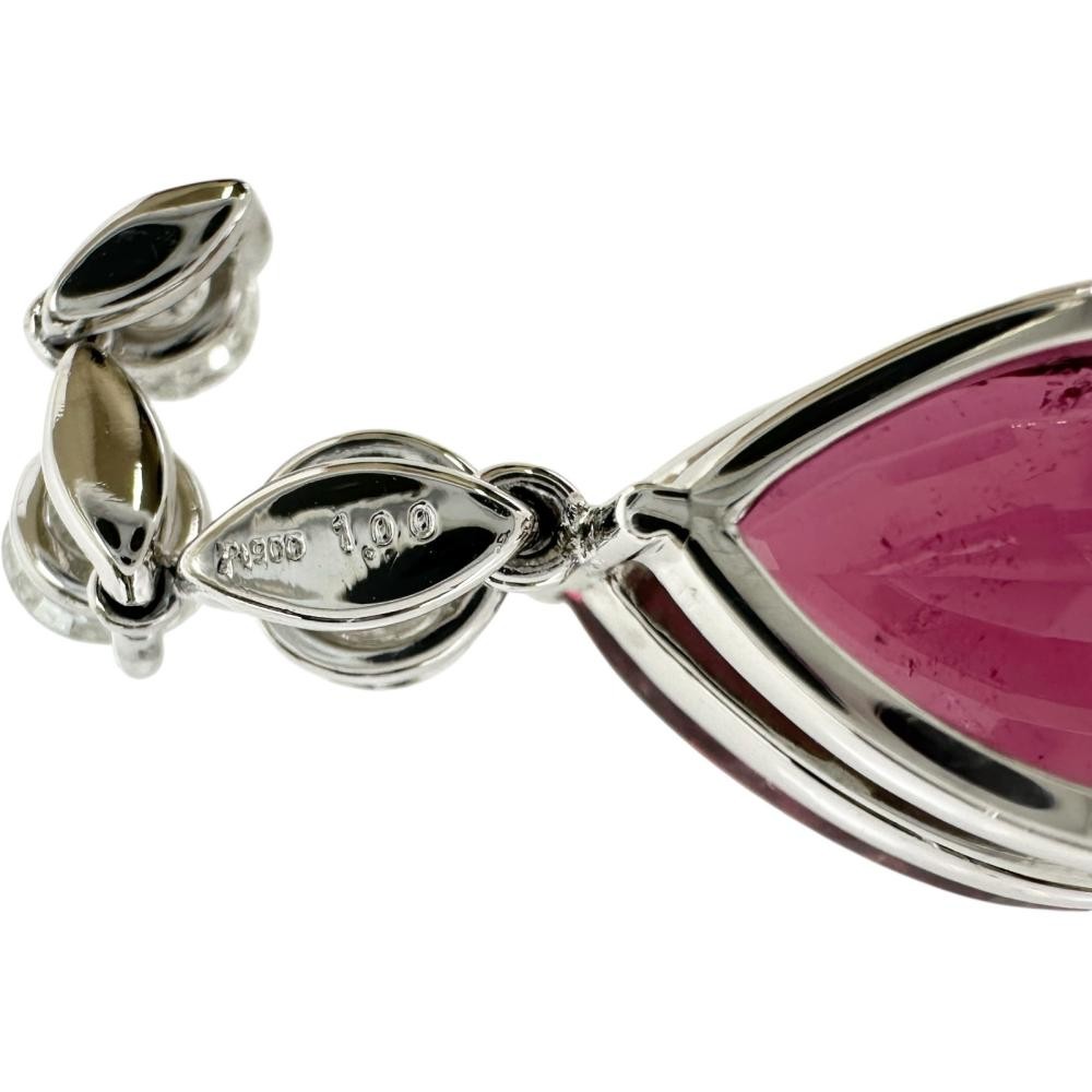 Drop motif Ruberite tourmaline 8.63ct diamond 1.00ct Pendant top Pt900Platin…