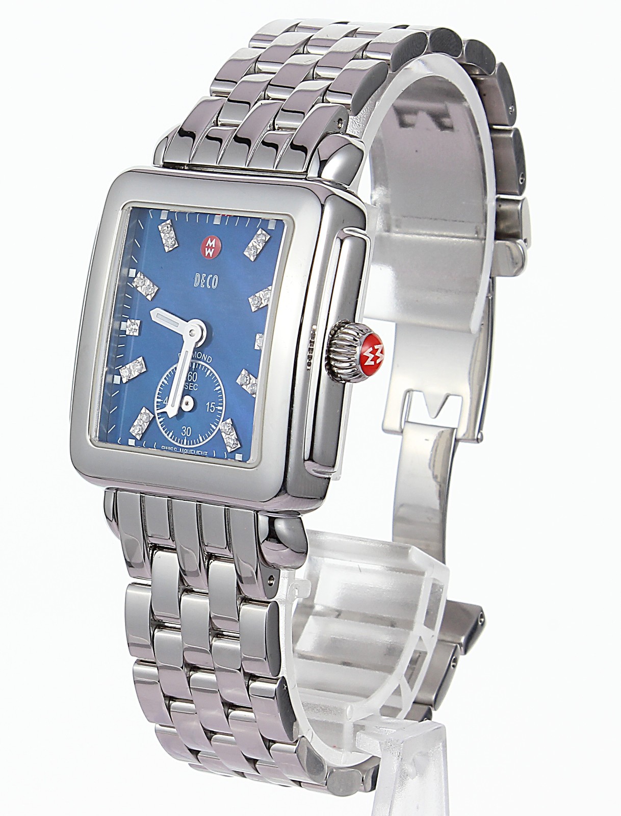 DISPLAY MODEL MICHELE DECO MID DIAMOND BLUE DIAL LADIES 29MM WATCH MW06V00A0956