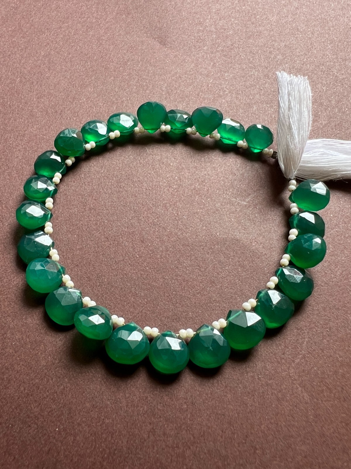 Green onyx Faceted Pear Briolette Beads 1 Strand 8-9mm Teardrop Gemstone