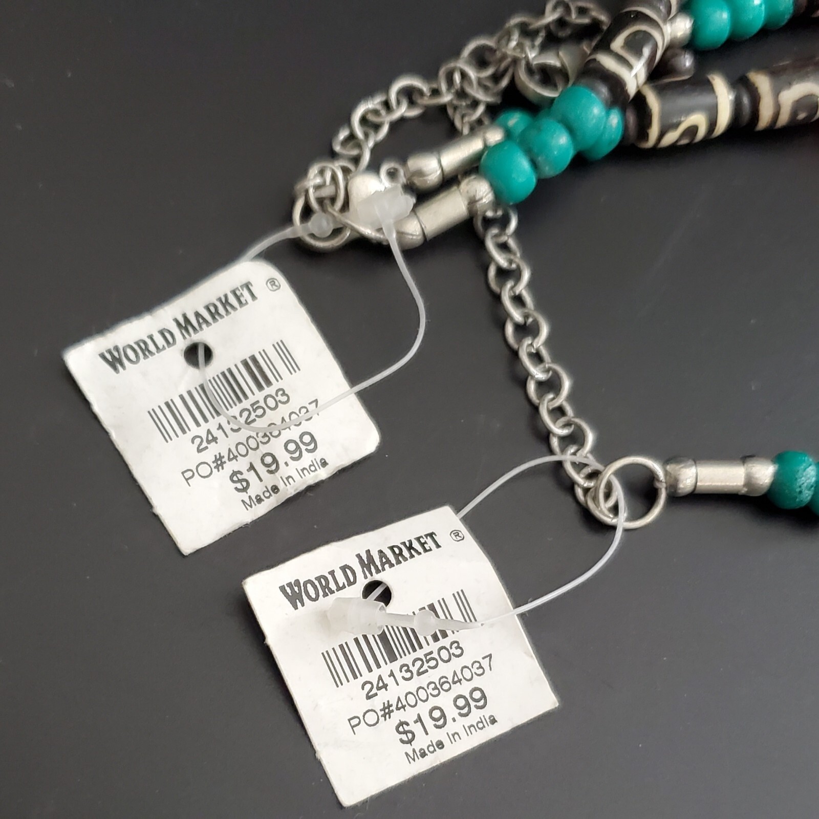 New Bohemian Boho Lot of 2 Necklaces 19 to 22 in. World Market Exclusive India