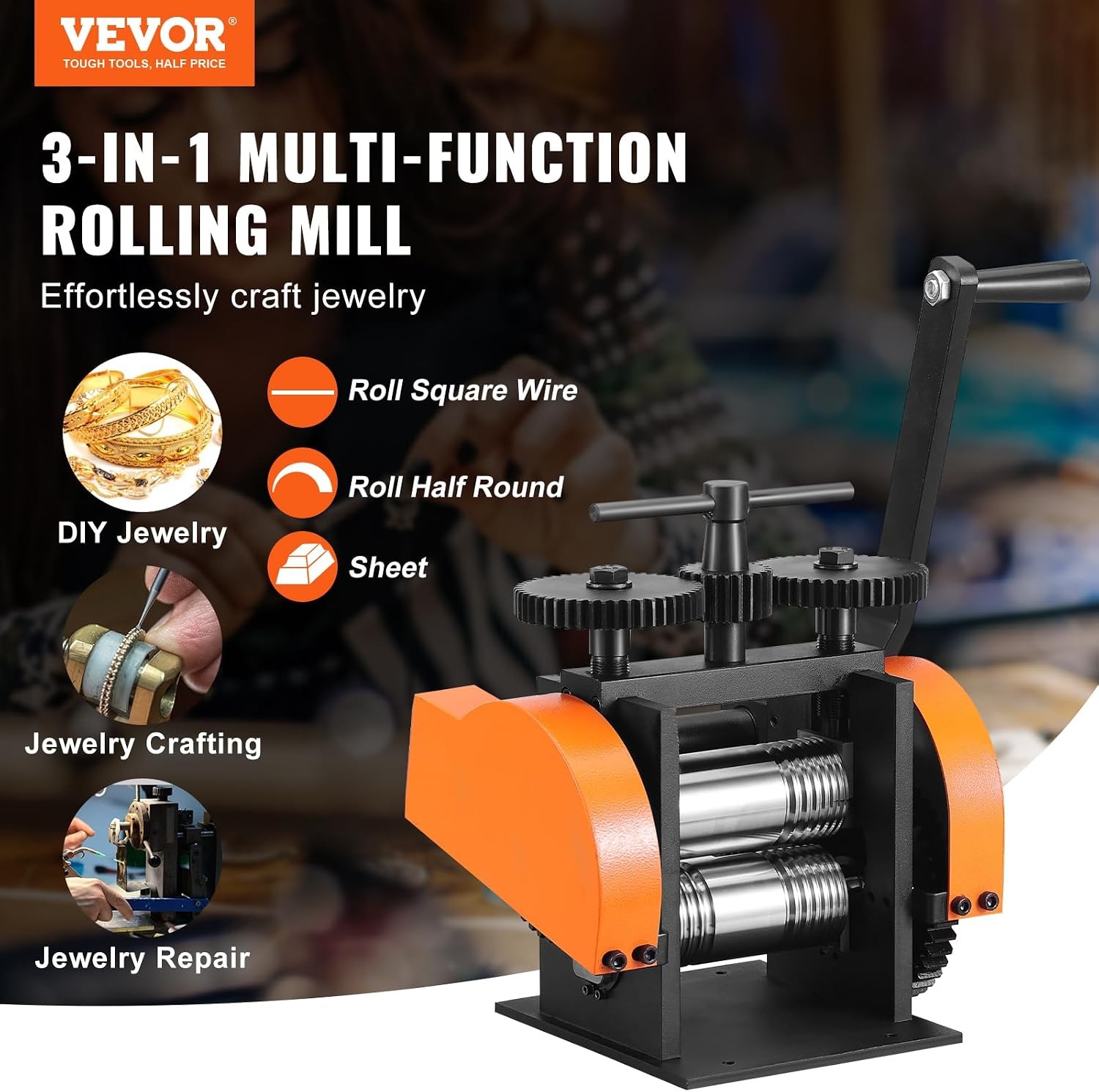 45mm Jewelry Rolling Mill Machine 1:2.4 Gear Ratio
