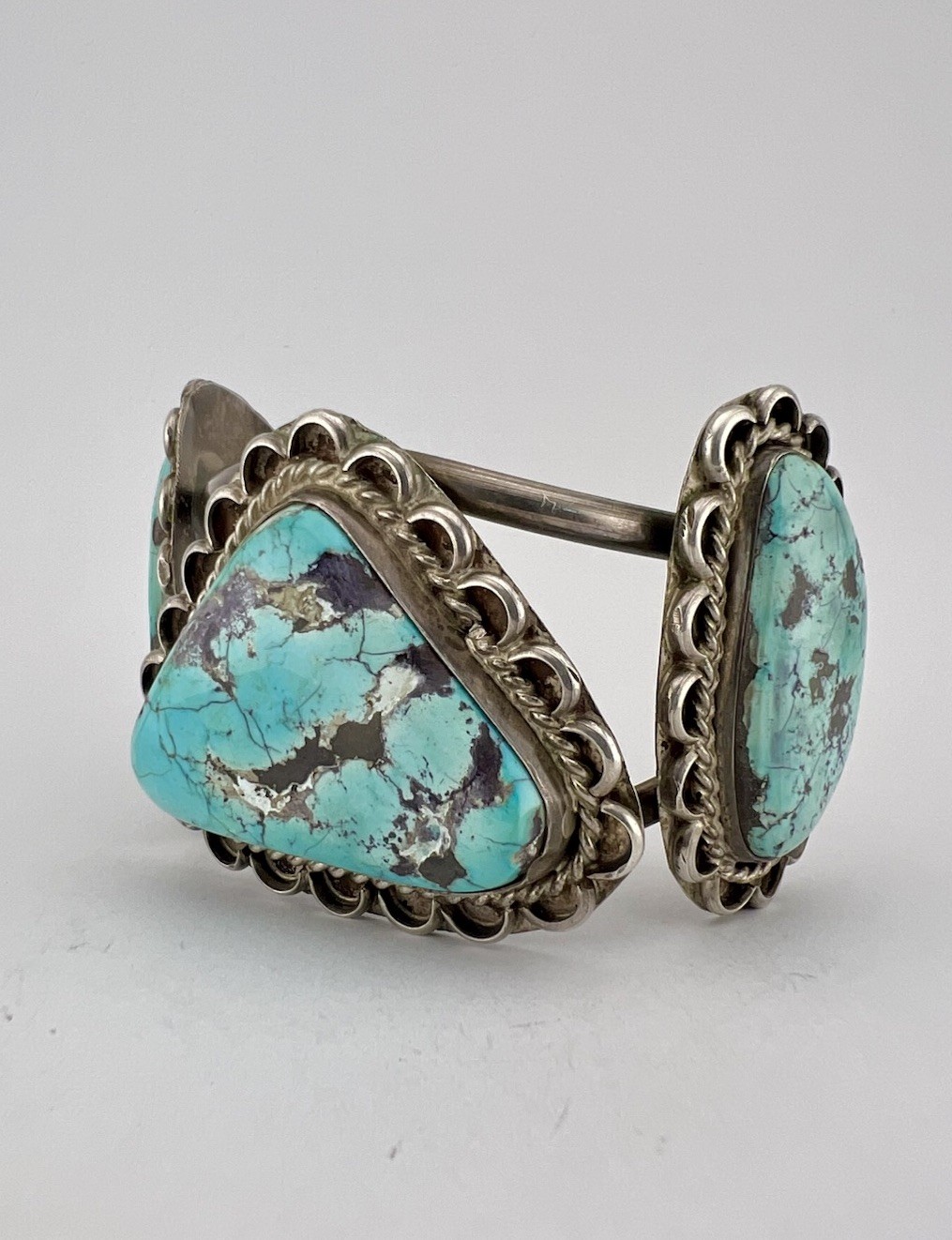 MASSIVE Vtg Navajo Sterling Silver Indian Mountain Turquoise Cuff Bracelet 93g