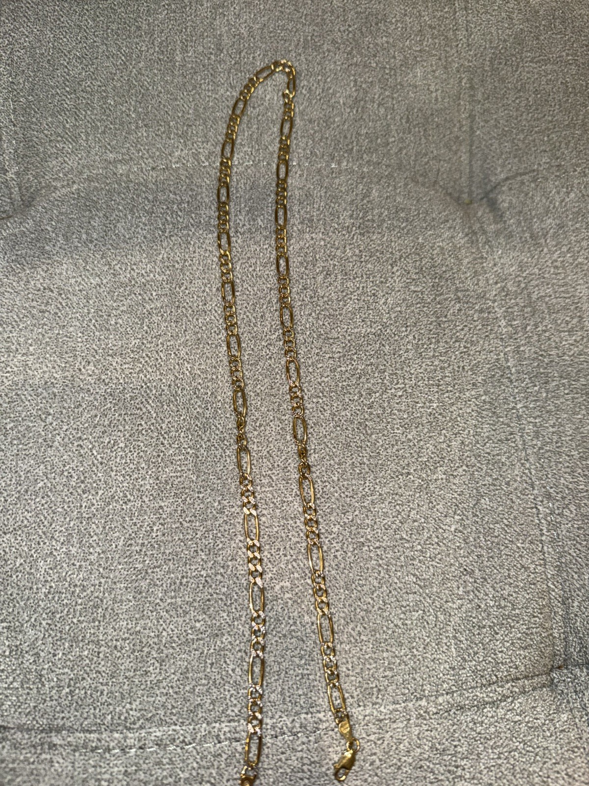 3.9mm Diamond Cut Figaro Chain In Hollow 14K Two-Tone Gold 22”